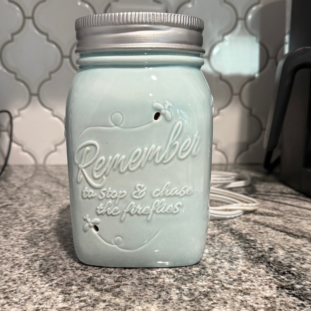 Scentsy Light Mint Ceramic Mason Jar Wax Warmer - Chasing Fireflies